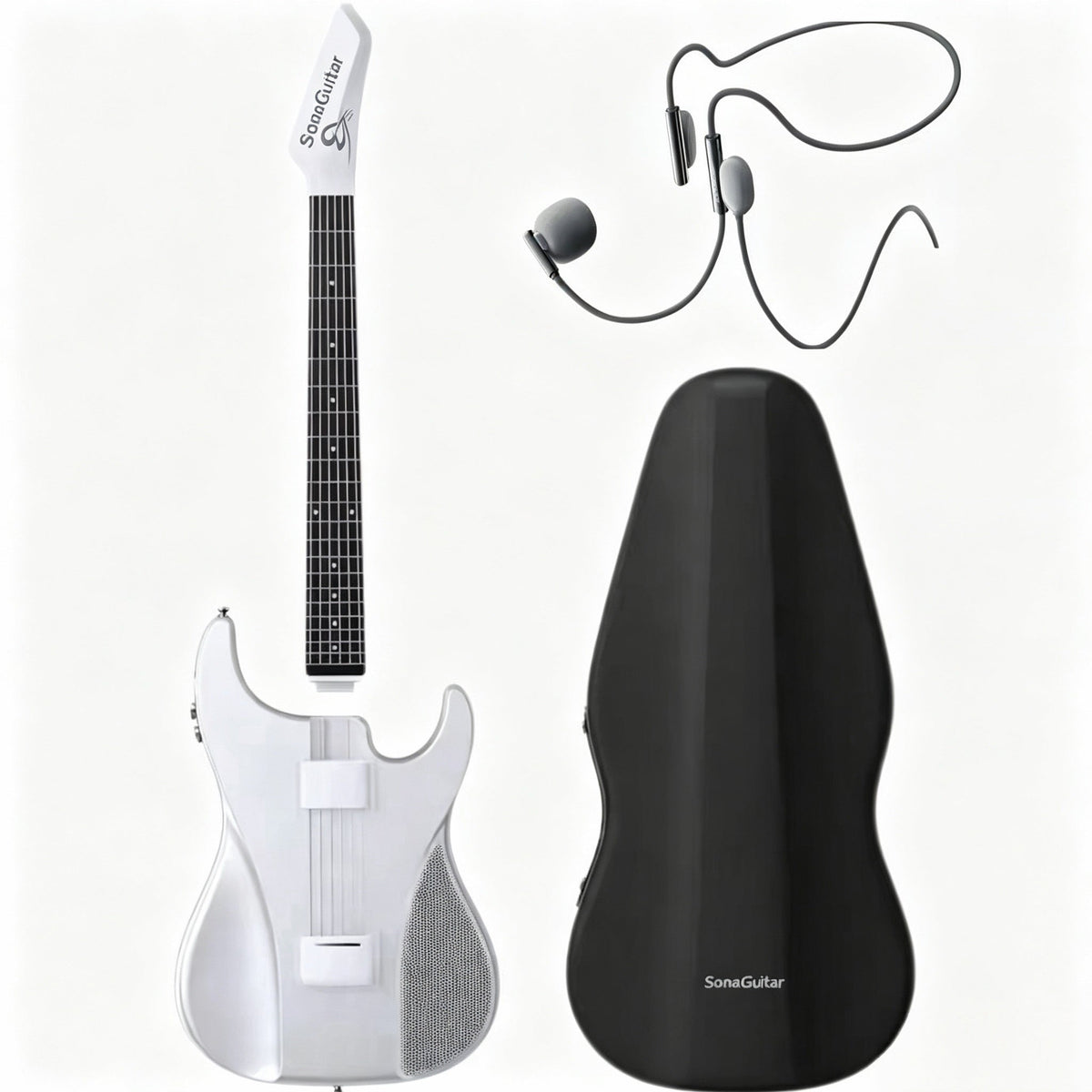 ⏰Limited-Time Sale⚡✨🎸Silent No-Sore-Finger Smart Travel Guitar Black & White for Beginners & Band✨