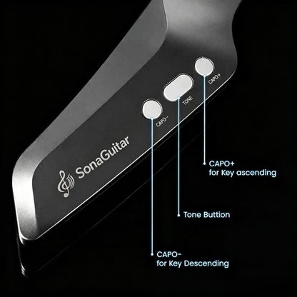 ⏰Limited-Time Sale⚡✨🎸Silent No-Sore-Finger Smart Travel Guitar Black & White for Beginners & Band✨